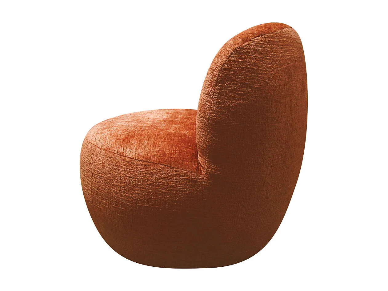 Mo - Fauteuil rond en tissu chenille - Terracotta