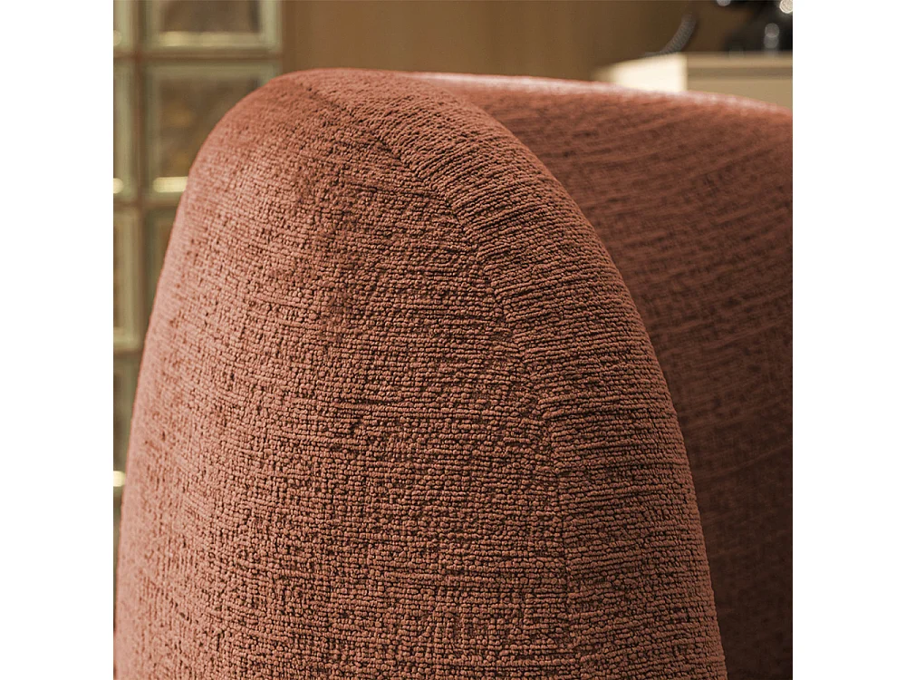 Mo - Fauteuil rond en tissu chenille - Terracotta