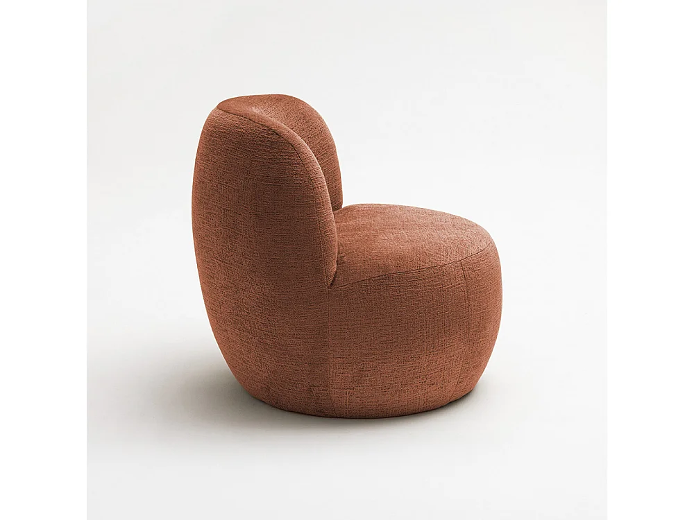 Mo - Fauteuil rond en tissu chenille - Terracotta