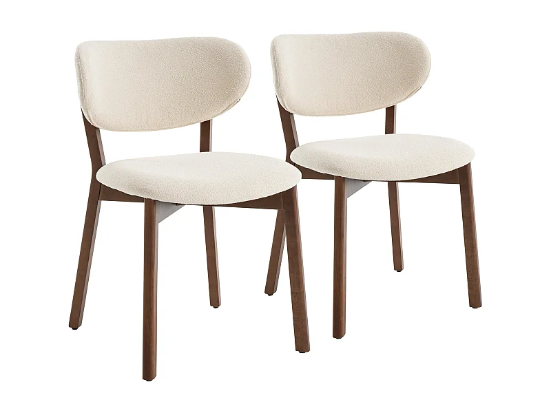 Lote de 2 sillas AURA de madera oscura y tela boucle beige - HAPPY GARDEN