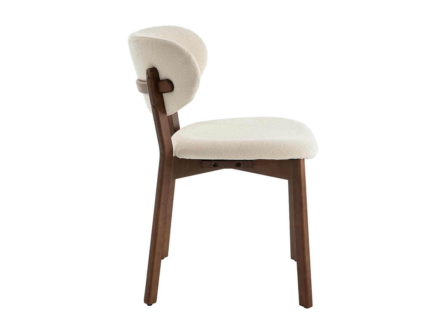 Lot de 2 chaises en bois foncé et tissu boucle beige AURA