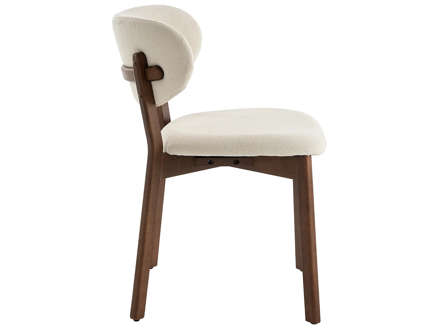 Lot de 2 chaises en bois foncé et tissu boucle beige AURA