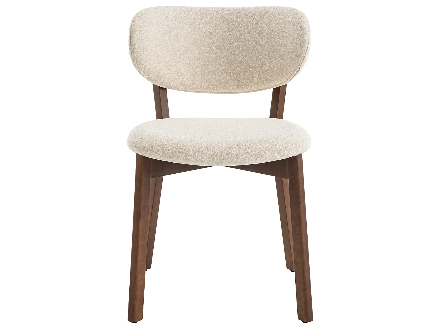 Lot de 2 chaises en bois foncé et tissu boucle beige AURA