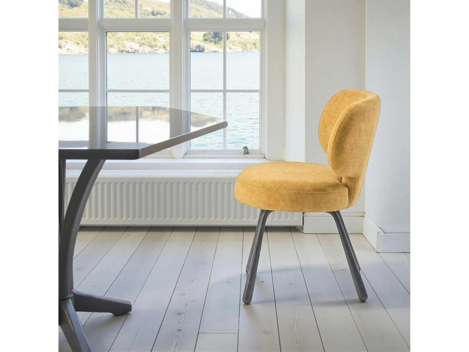 Chaise de salle à manger moutarde, assise ronde (lot de 2) LIGURIE