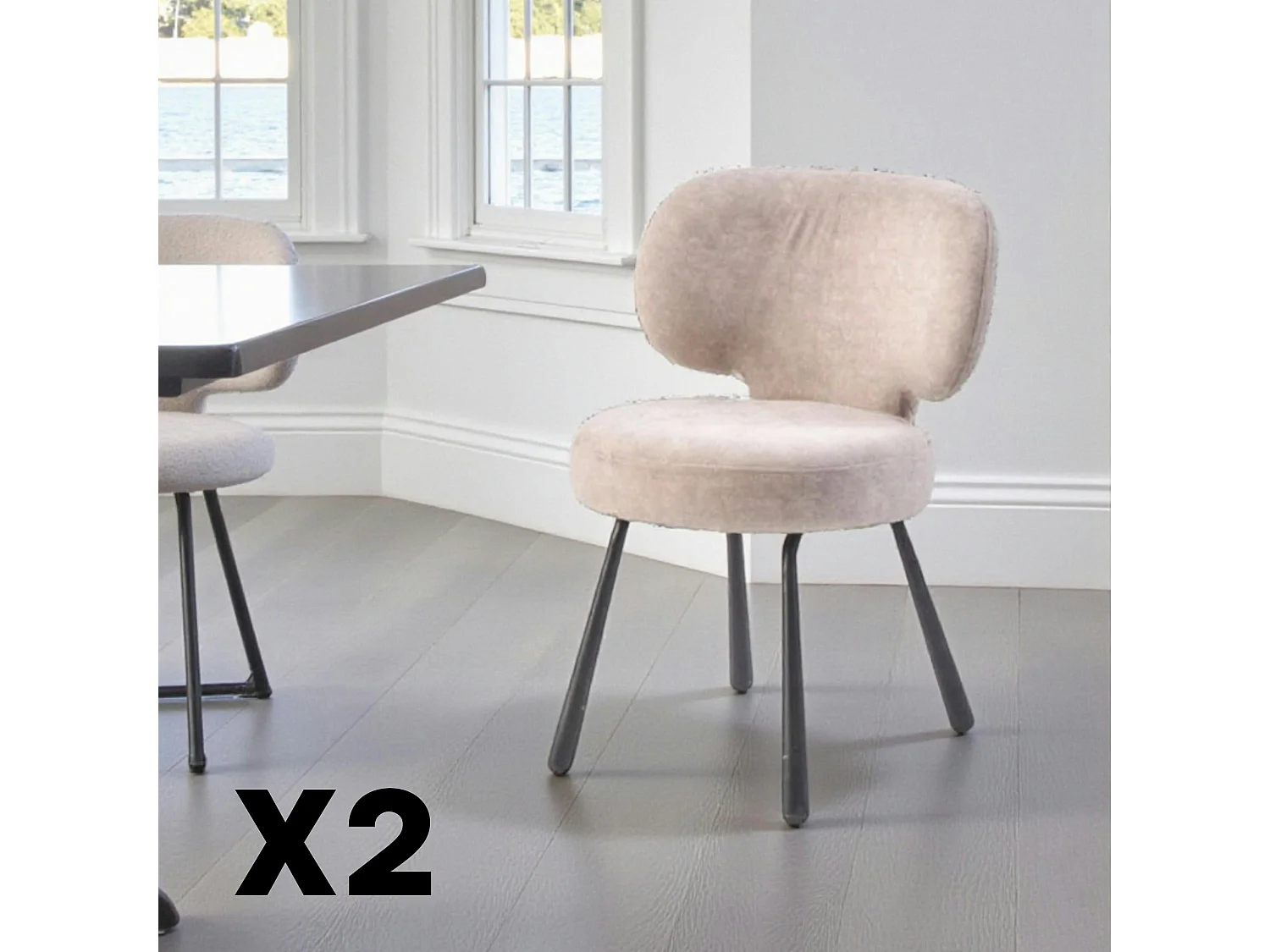 Chaise de salle à manger taupe, assise ronde (lot de 2) LIGURIE