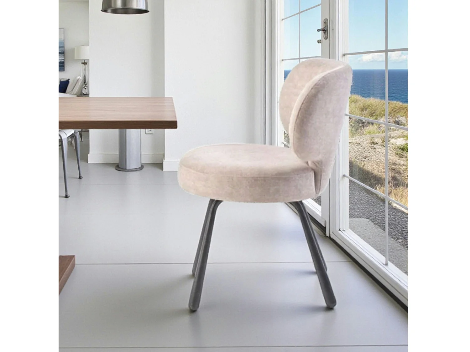 Chaise de salle à manger taupe, assise ronde (lot de 2) LIGURIE