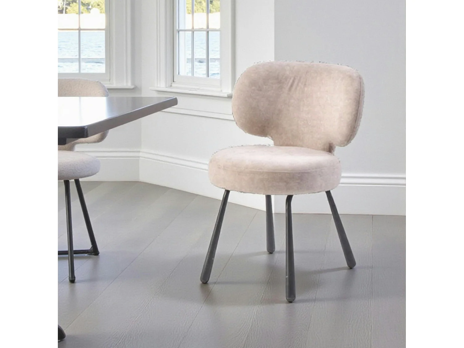 Chaise de salle à manger taupe, assise ronde (lot de 2) LIGURIE