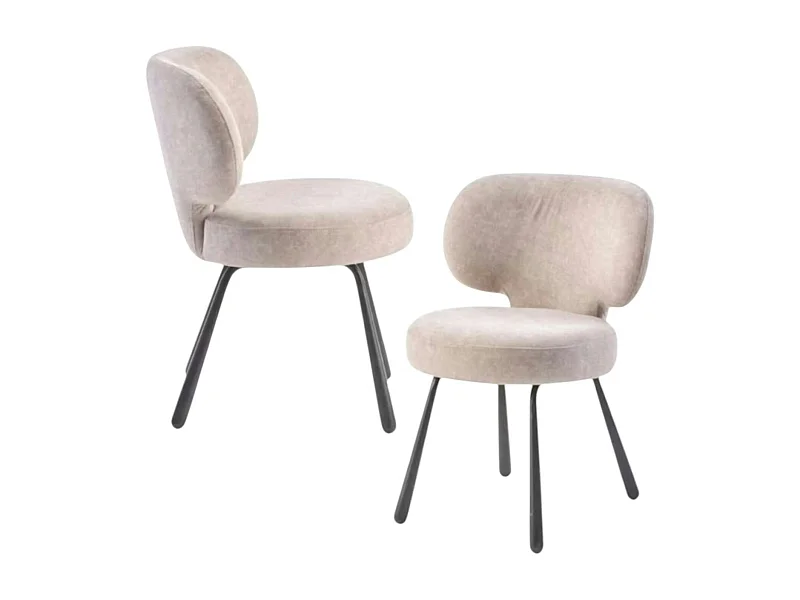 Chaise de salle à manger taupe, assise ronde (lot de 2) LIGURIE