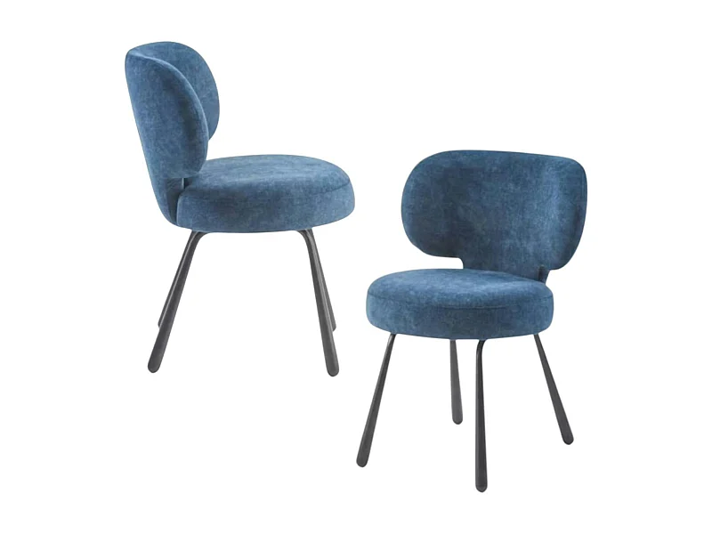 Chaise de salle à manger bleue, assise ronde (lot de 2) LIGURIE