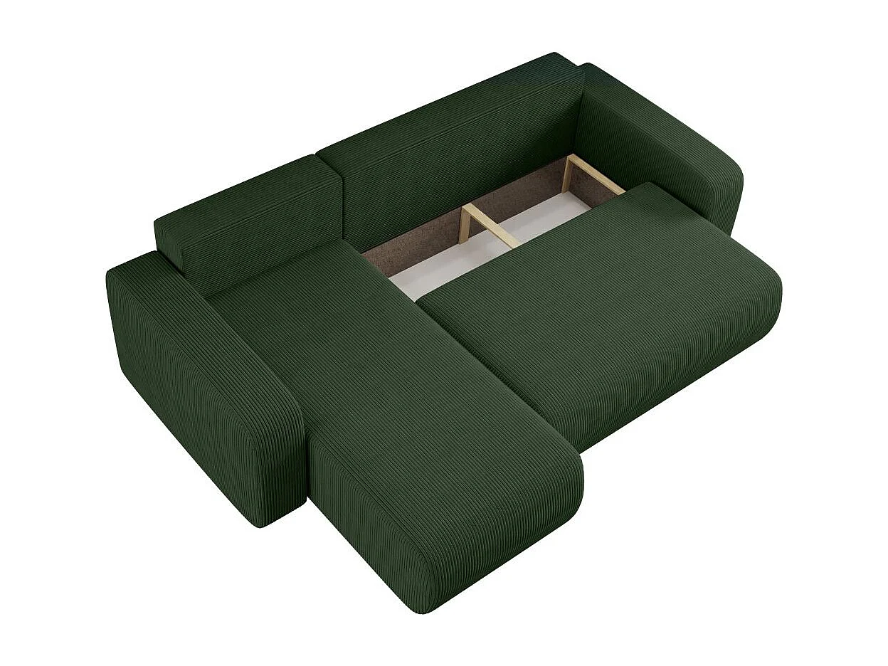 Canapé ALYA d'angle réversible et convertible 4 places en velours côtelé - Vert foncé