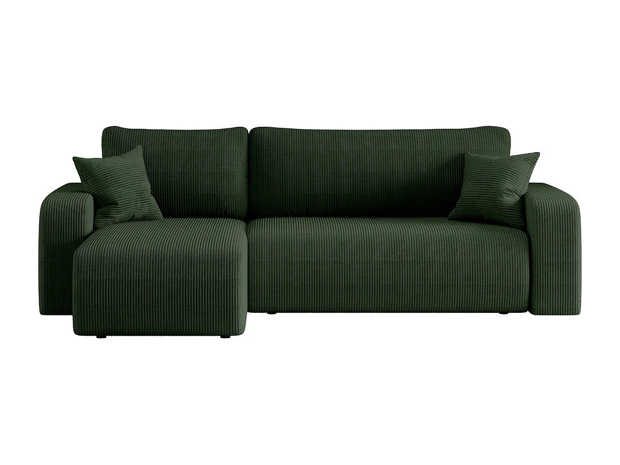 Canapé ALYA d'angle réversible et convertible 4 places en velours côtelé - Vert foncé