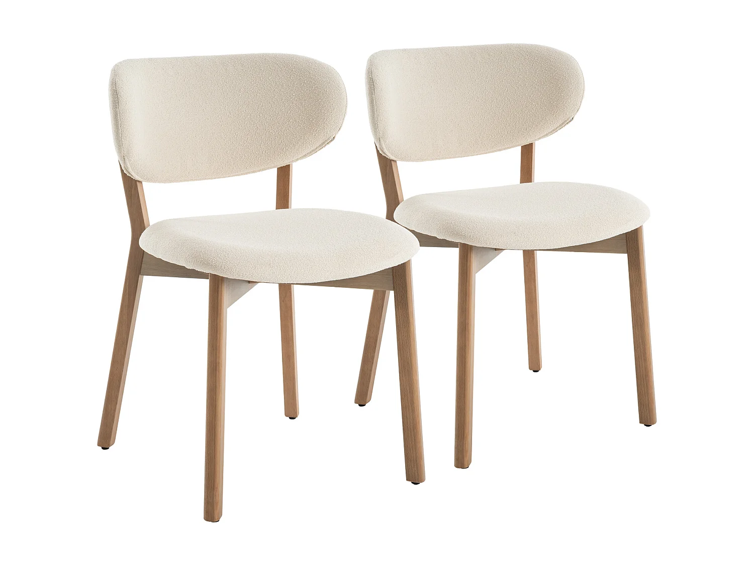 Lot de 2 chaises en bois clair et tissu boucle beige AURA