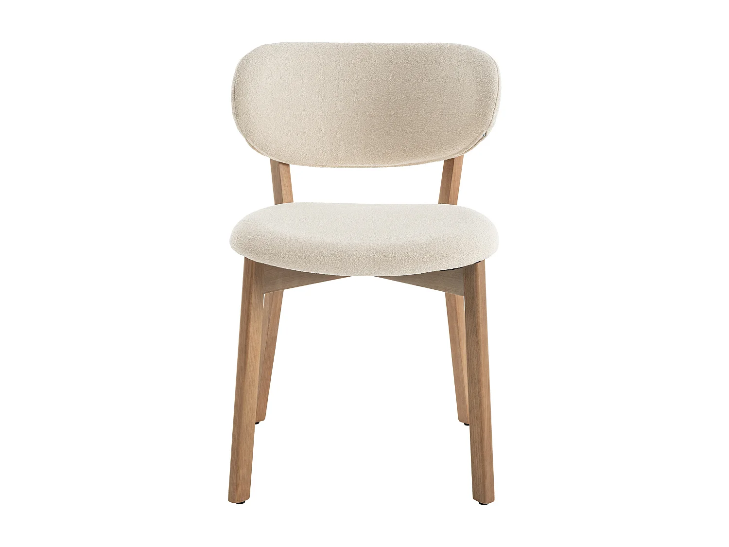 Conjunto de 2 cadeiras AURA em tecido loop bege e madeira clara