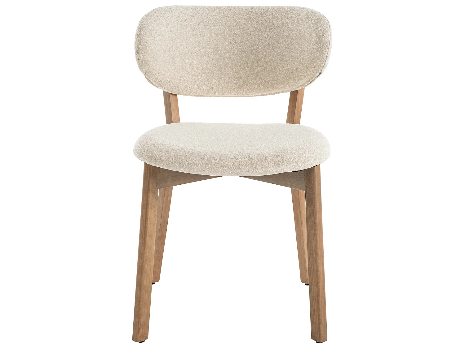Lot de 2 chaises en bois clair et tissu boucle beige AURA