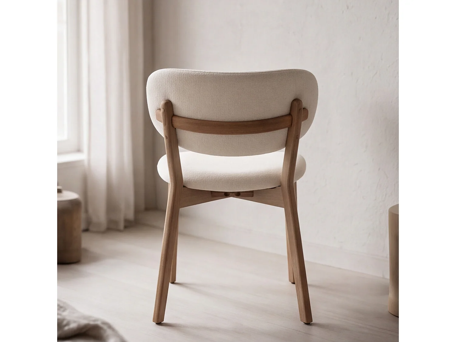 Set van 2 stoelen AURA beige lusstof en licht hout