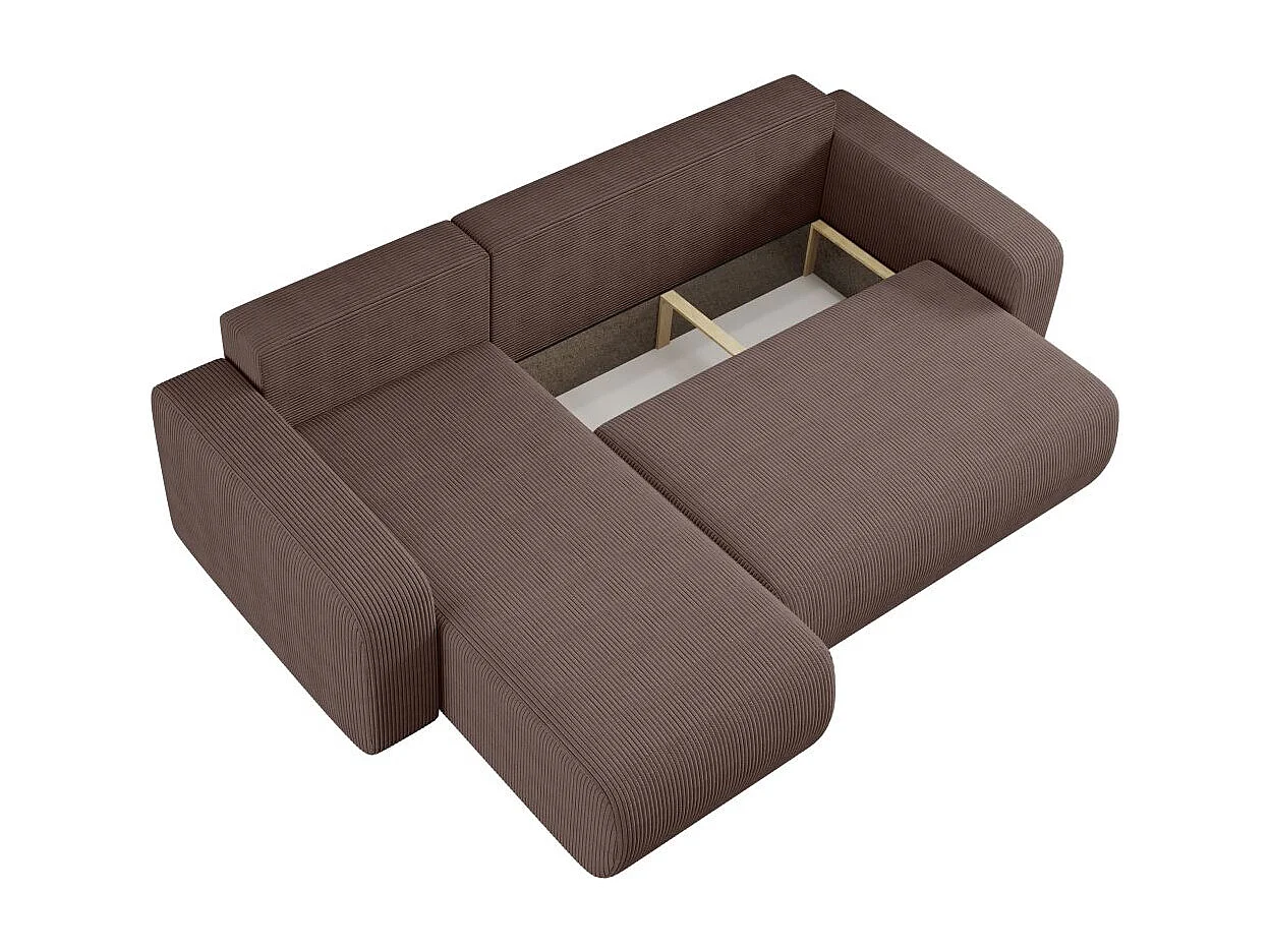 Canapé ALYA d'angle réversible et convertible 4 places en velours côtelé - Marron glacé