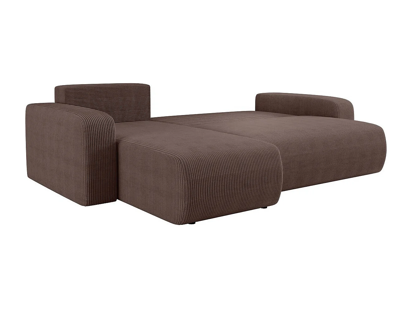 Canapé ALYA d'angle réversible et convertible 4 places en velours côtelé - Marron glacé
