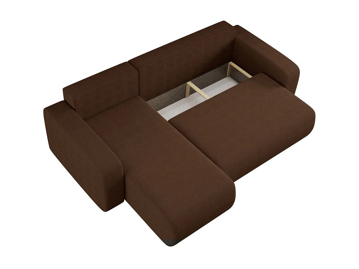 Canapé ALYA d'angle réversible et convertible 4 places en velours côtelé - Marron