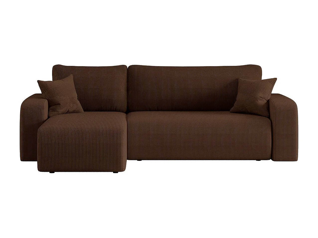 Canapé ALYA d'angle réversible et convertible 4 places en velours côtelé - Marron