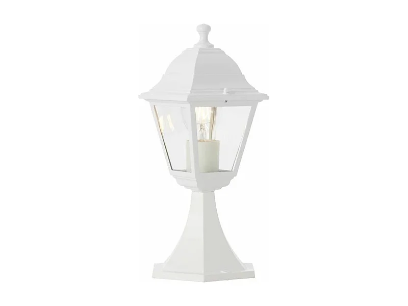 Poste exterior NISSIE metal/vidro branco IP44 E27 60W clássico 36x14,8x17 cm sem lâmpada