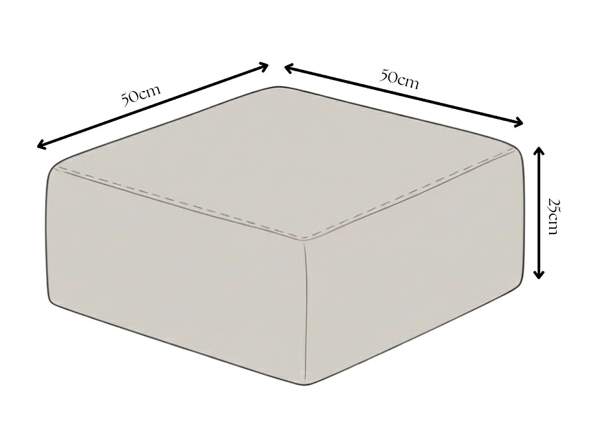 Pouf carré 50x50cm velours bleu glacier Palau