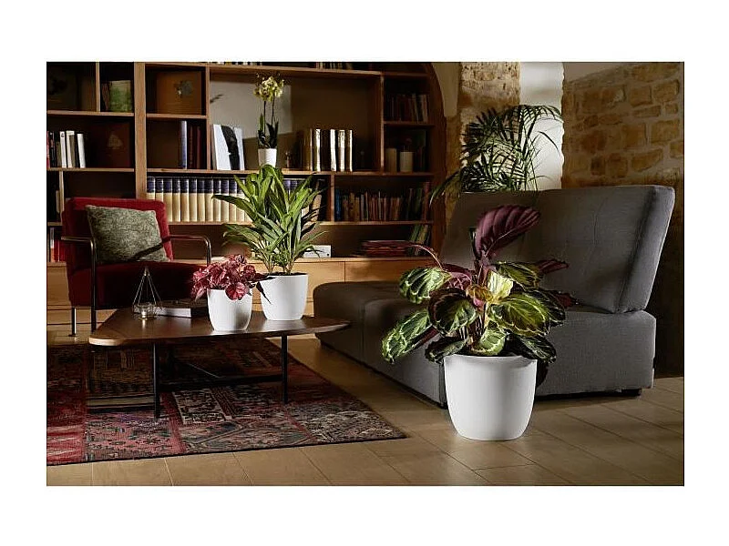 Cache-pot Opale bianco avorio Ø 29,5 cm design sfaccettato senza piedini per vasi da fiori