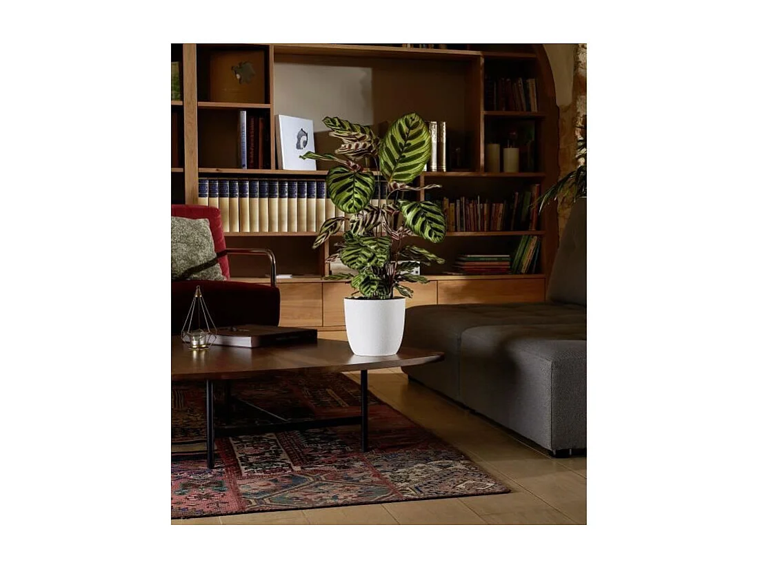 Cache-pot Opale bianco avorio Ø 29,5 cm design sfaccettato senza piedini per vasi da fiori