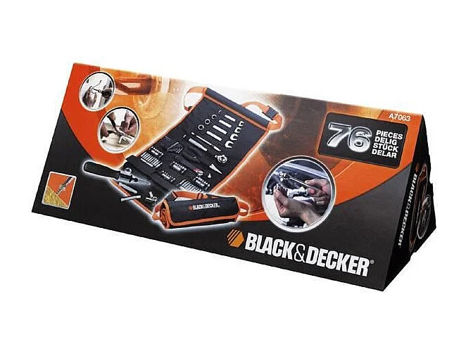 BLACK & DECKER 77-teiliges Werkzeugset mit mehrfarbiger Rolltasche – Bits, Schlüssel, Stecknüsse, Zange und Ratschen-Schraubendreher