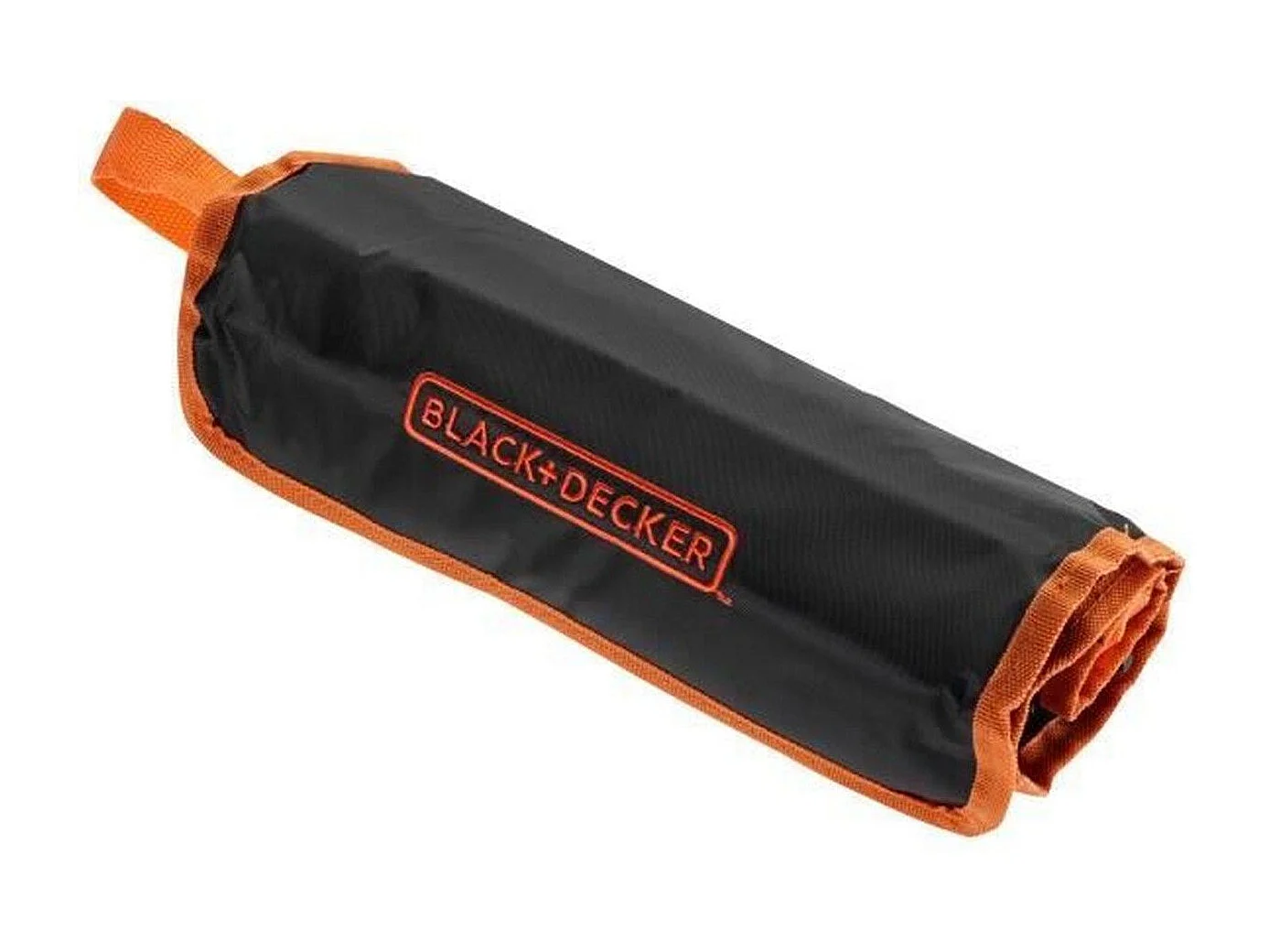 Zestaw narzędzi BLACK & DECKER 77 elementów z wielokolorową torbą zwijaną – końcówki, klucze, nasadki, szczypce i wkrętak z grzechotką