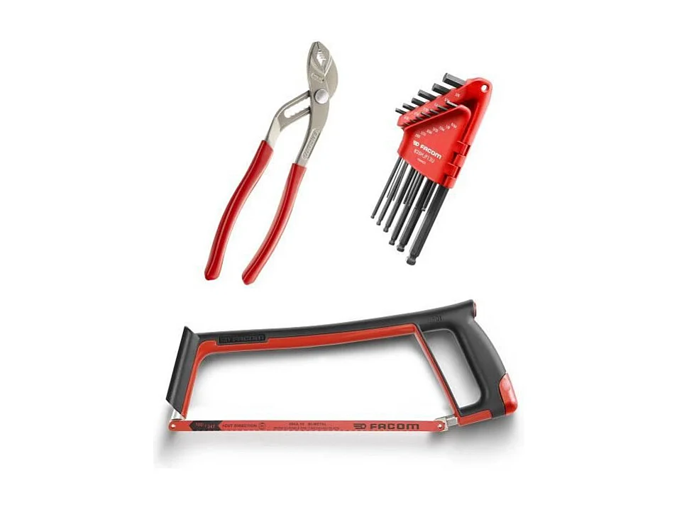 Caisse à outils 5 tournevis Protwist + 6 clés mixtes OVG + 9 clés mâles + scie métaux + pince