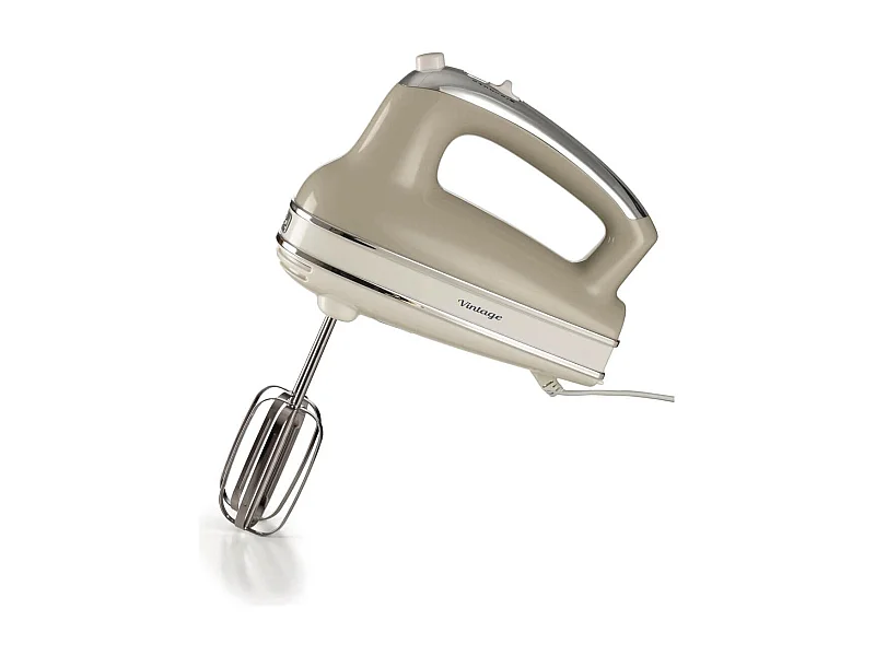 Sbattitore Vintage 450W - 5 velocità - Funzione turbo - 2 fruste - Beige