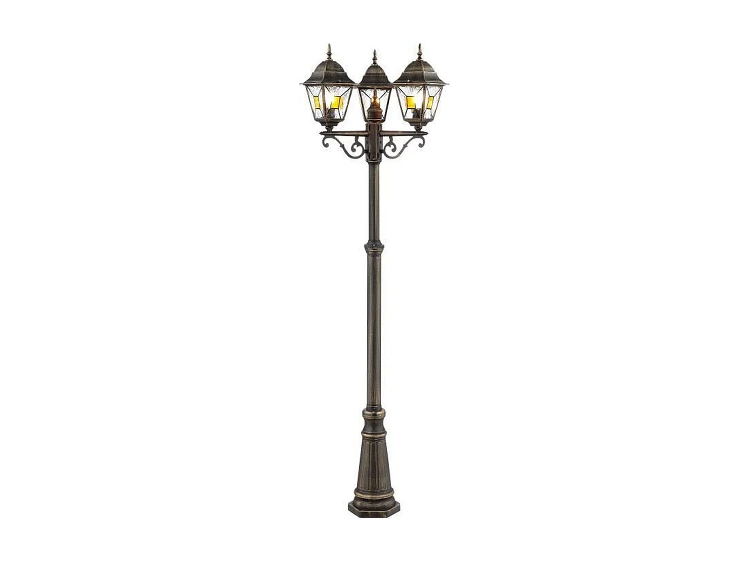 Lampadaire extérieur Janel noir doré - métal/verre - 3 x 60W - IP44