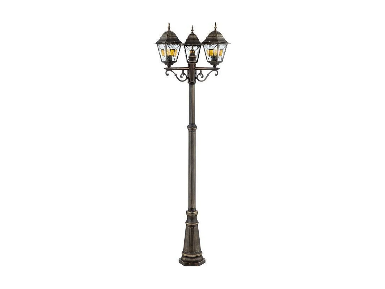 Lampadaire extérieur Janel noir doré - métal/verre - 3 x 60W - IP44