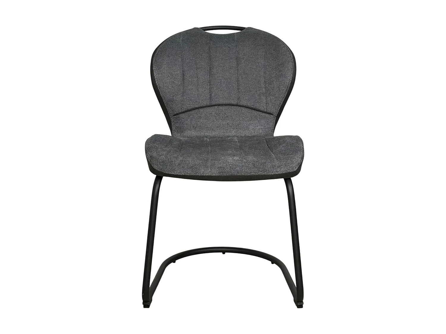 Chaise pied luge bi-matière en tissu gris (lot de 2) LIGURIE