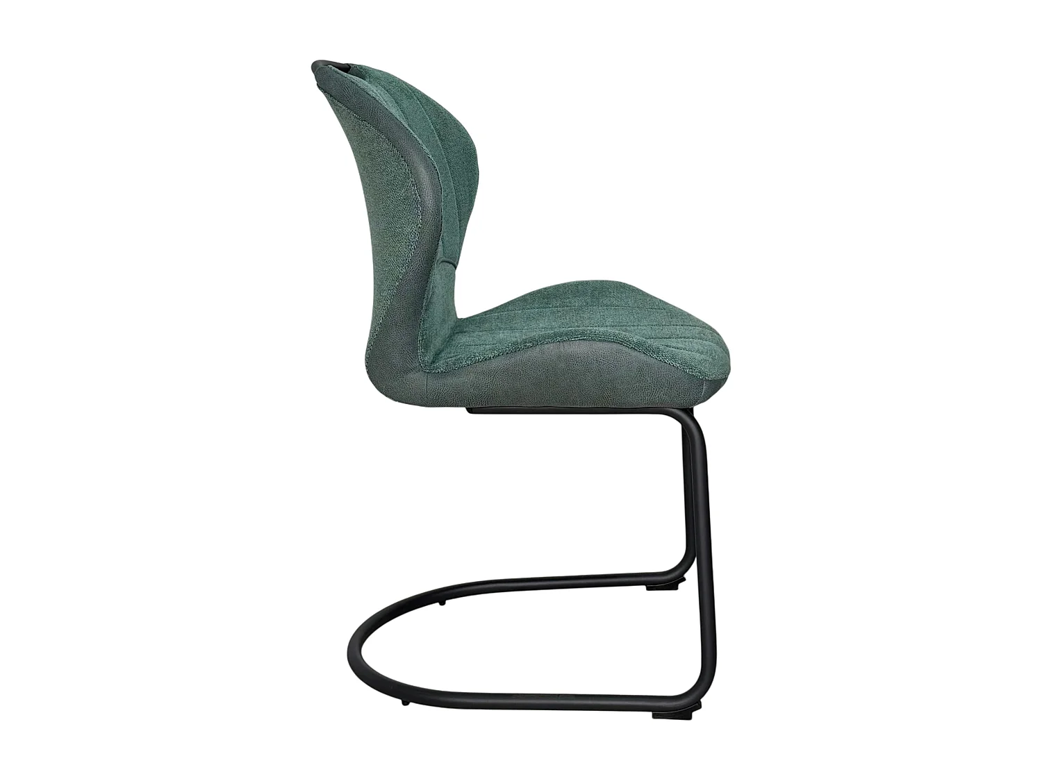 Chaise pied luge bi-matière en tissu vert (lot de 2) LIGURIE