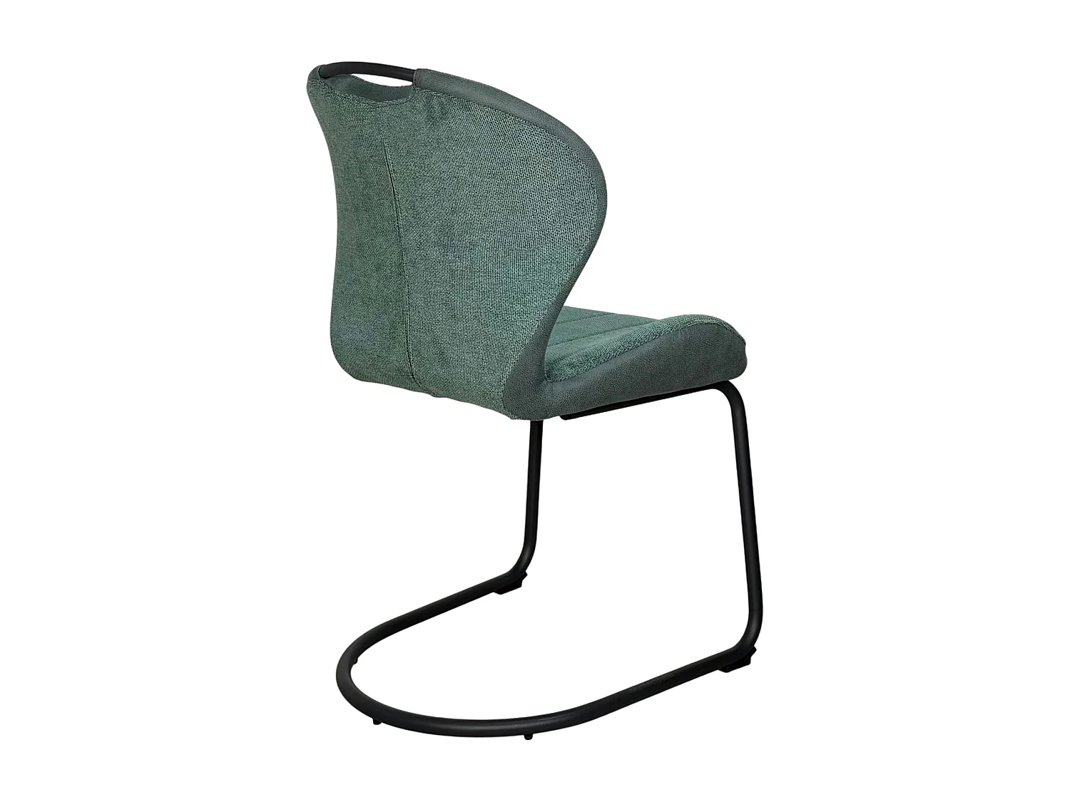 Chaise pied luge bi-matière en tissu vert (lot de 2) LIGURIE
