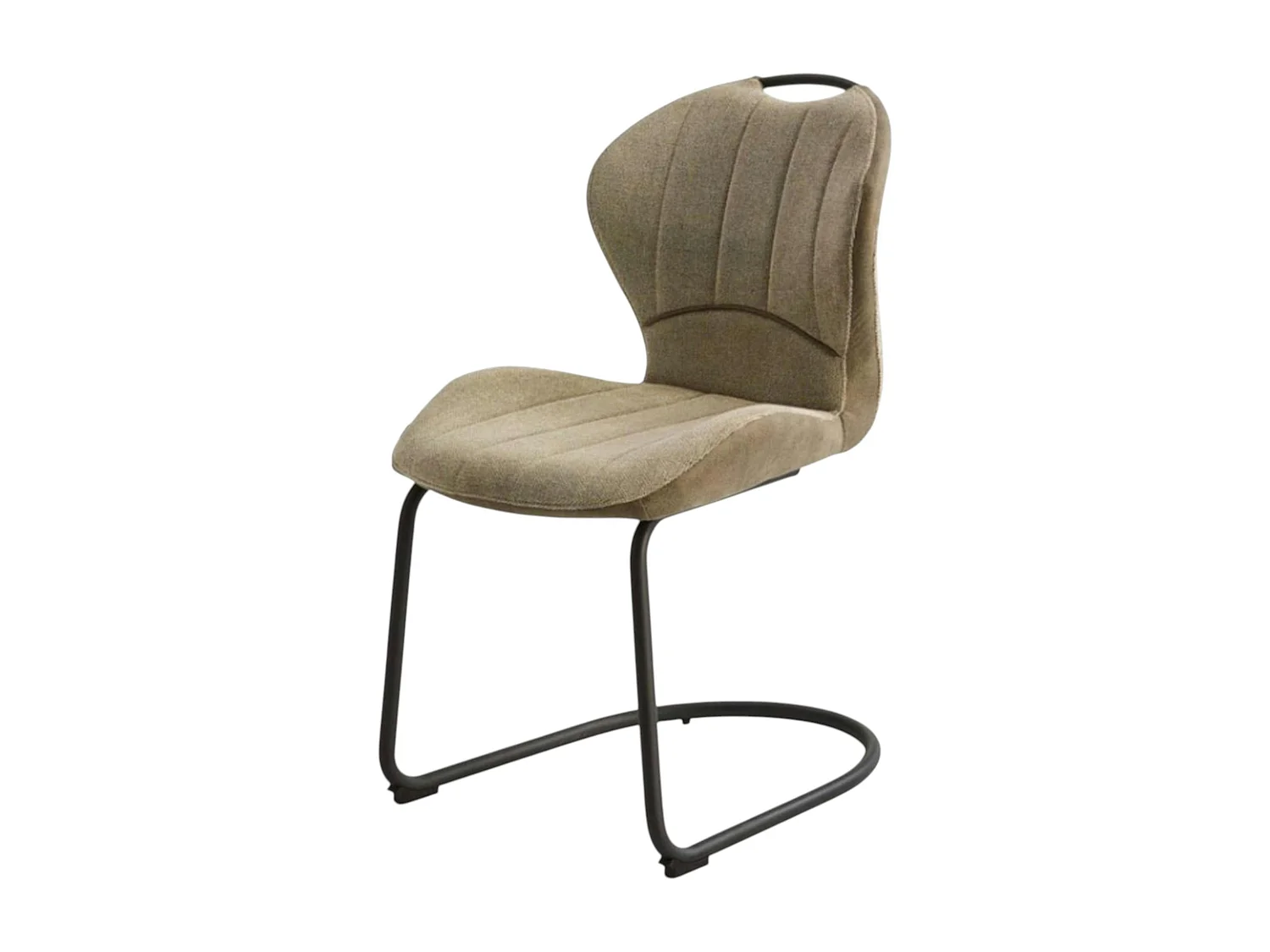 Chaise pied luge bi-matière en tissu taupe (lot de 2) LIGURIE