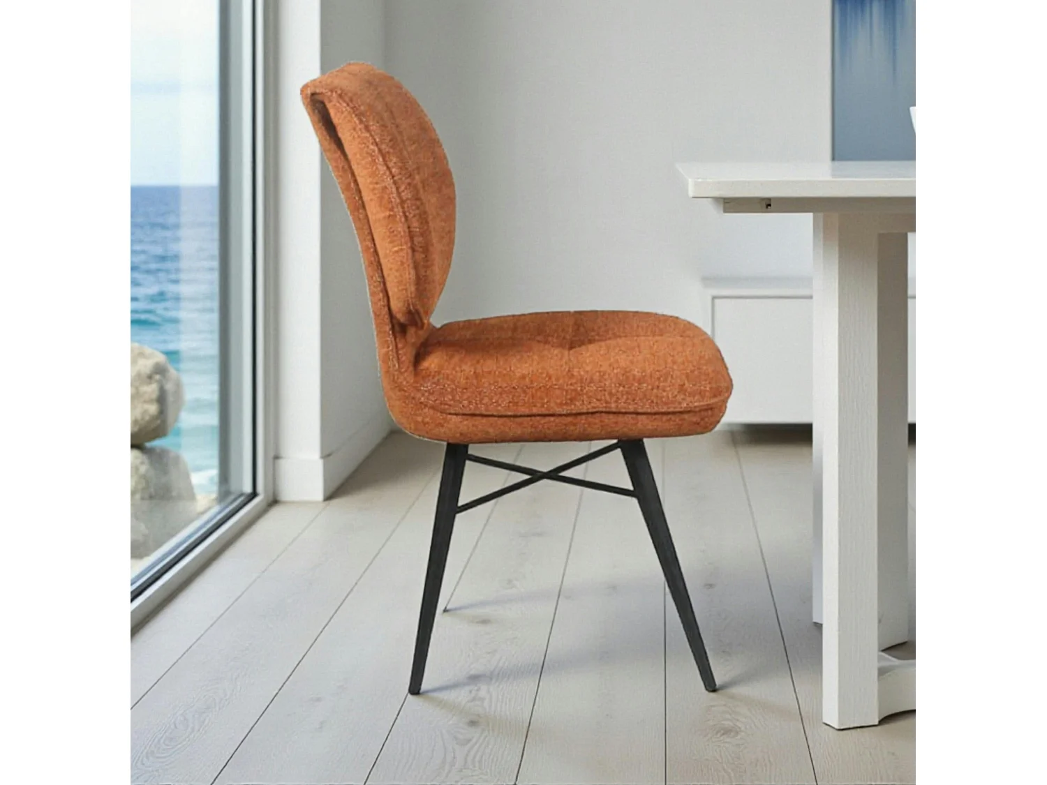 Chaise tissu rouille à dossier double (lot de 2) LIGURIE