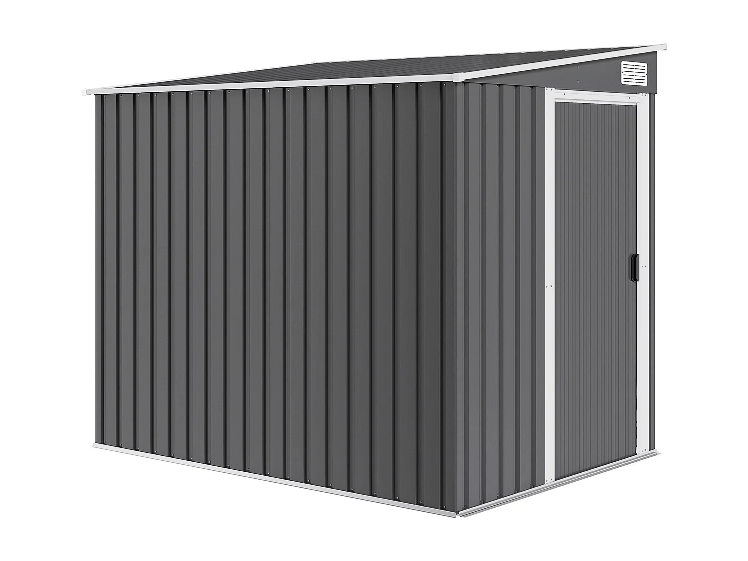 Abri de jardin métal cabanon 2,81 m² dim. 2,06x1,54x1,6/1,81Hm - porte, 2 étagères, 2 crochets, fondation incluse - acier gris