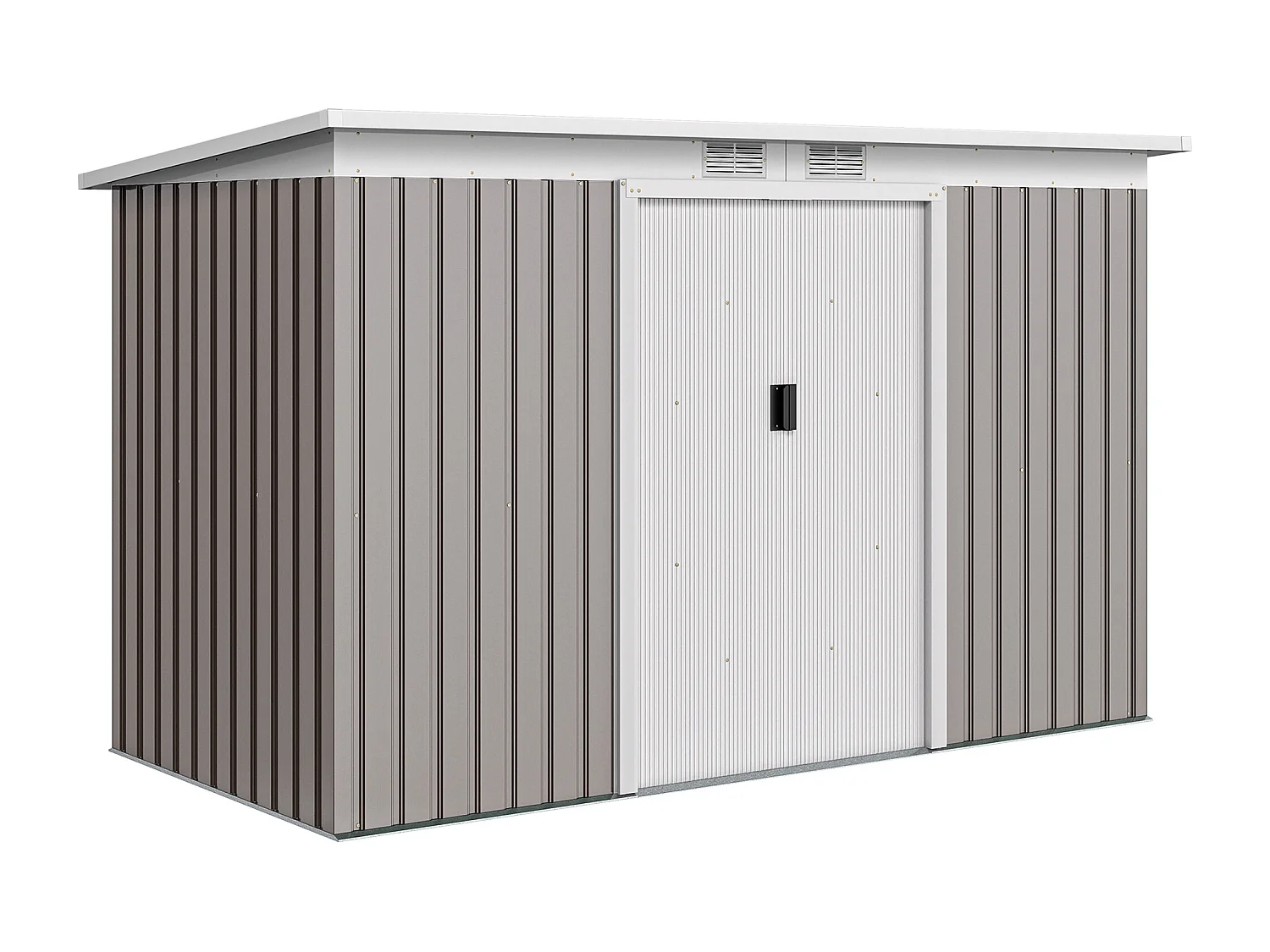 Abri de jardin cabanon - portes verrouillables - dim. 2,8 x 1,3 x 1,72 m - tôle d'acier bicolore gris