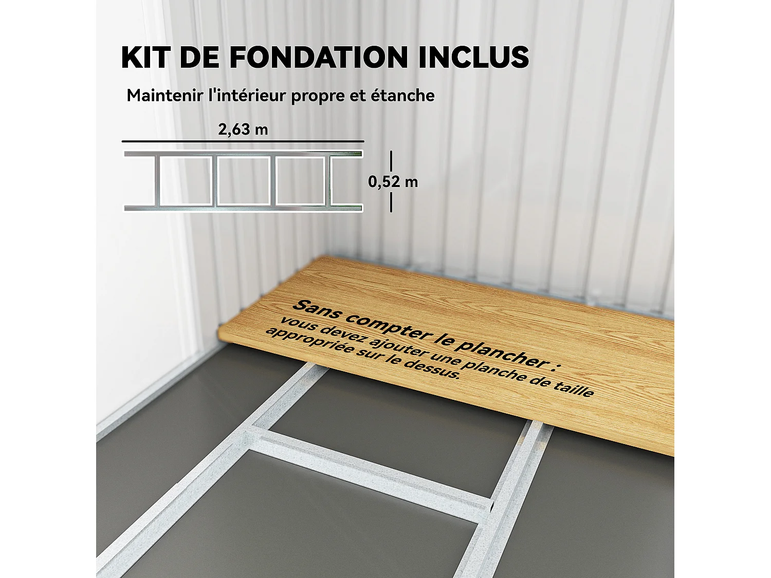 Abri de jardin cabanon - portes verrouillables - dim. 2,8 x 1,3 x 1,72 m - tôle d'acier bicolore gris