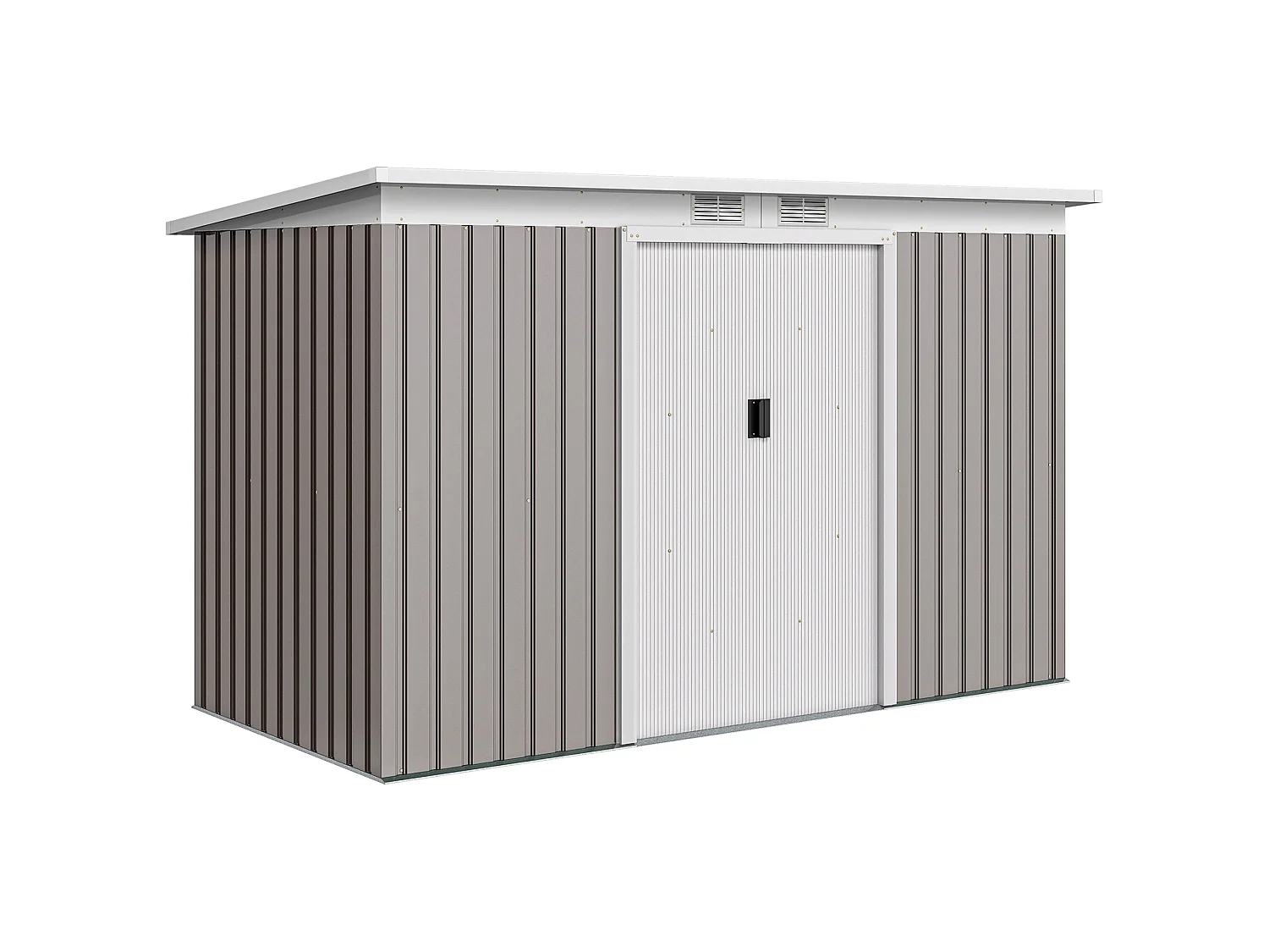 Abri de jardin cabanon - portes verrouillables - dim. 2,8 x 1,3 x 1,72 m - tôle d'acier bicolore gris