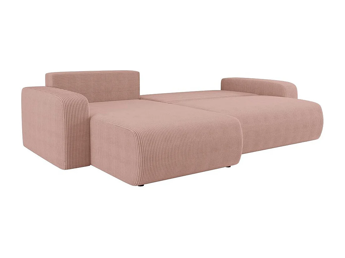 Canapé ALYA d'angle max réversible et convertible 5 places en velours côtelé - Rose