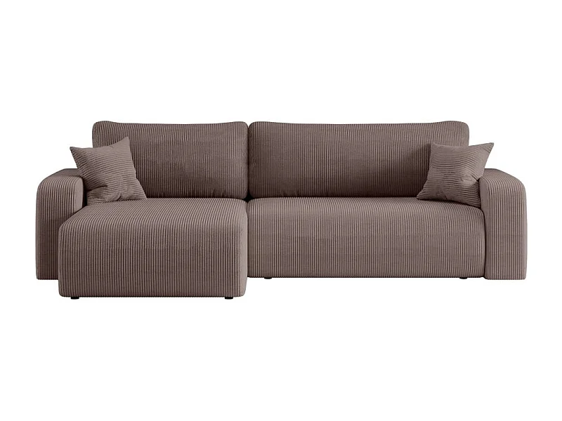 Canapé ALYA d'angle max réversible et convertible 5 places en velours côtelé - Marron glacé