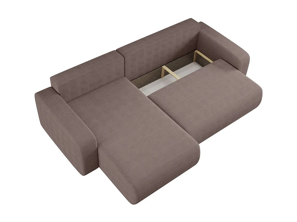 Canapé ALYA d'angle max réversible et convertible 5 places en velours côtelé - Marron glacé