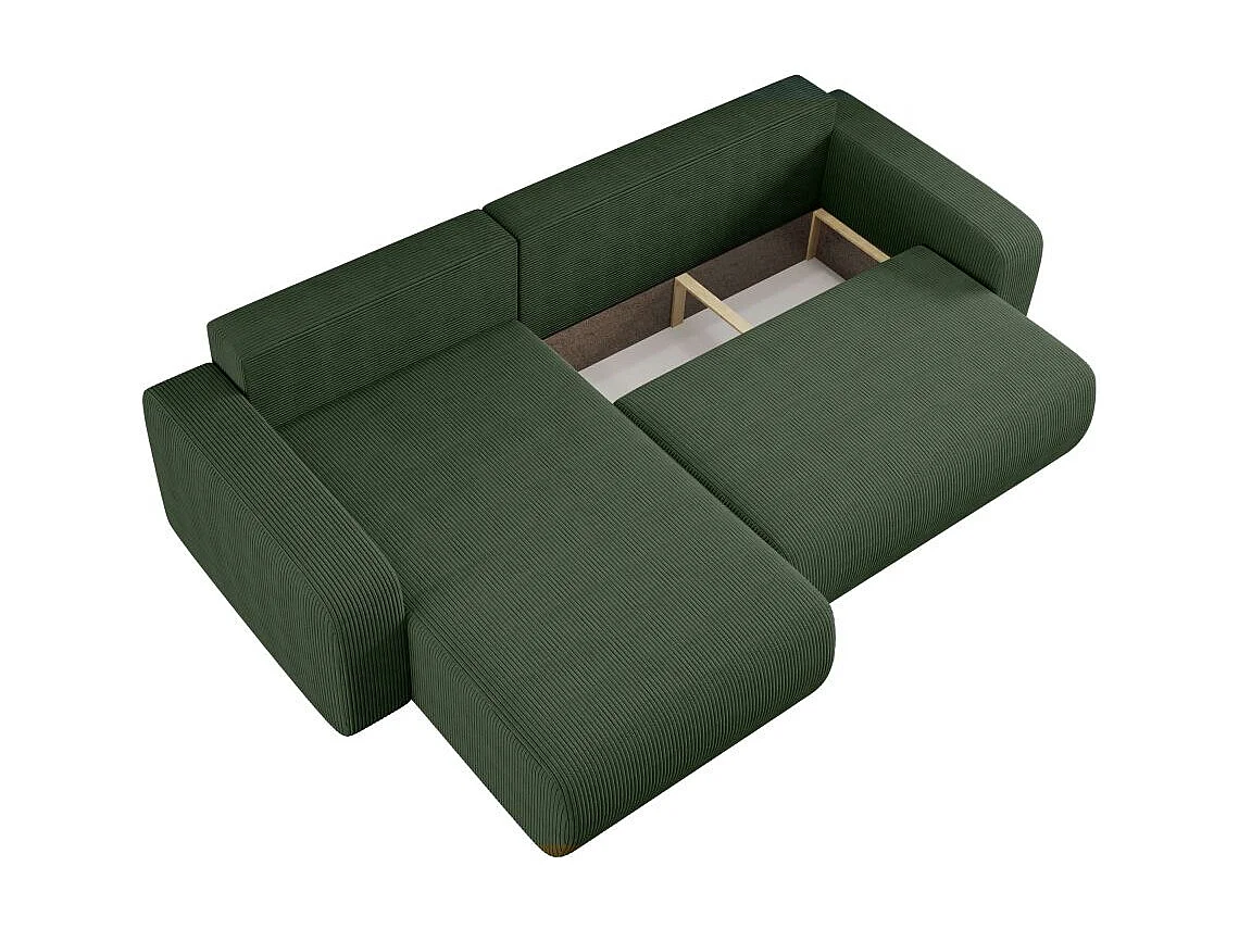 Canapé ALYA d'angle max réversible et convertible 5 places en velours côtelé - Vert foncé