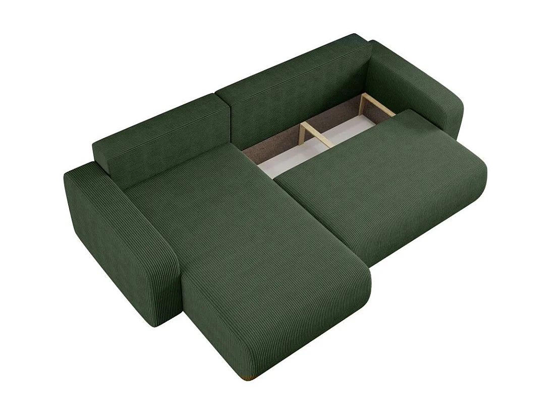 Canapé ALYA d'angle max réversible et convertible 5 places en velours côtelé - Vert foncé