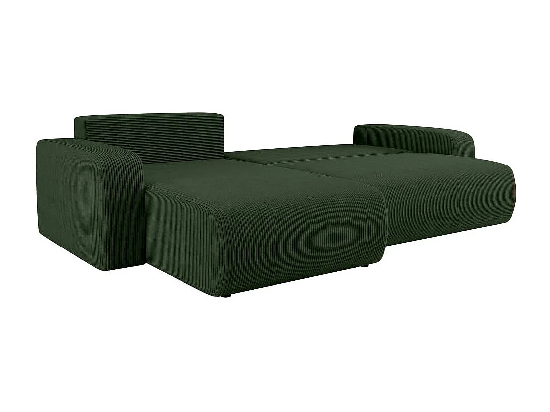 Canapé ALYA d'angle max réversible et convertible 5 places en velours côtelé - Vert foncé