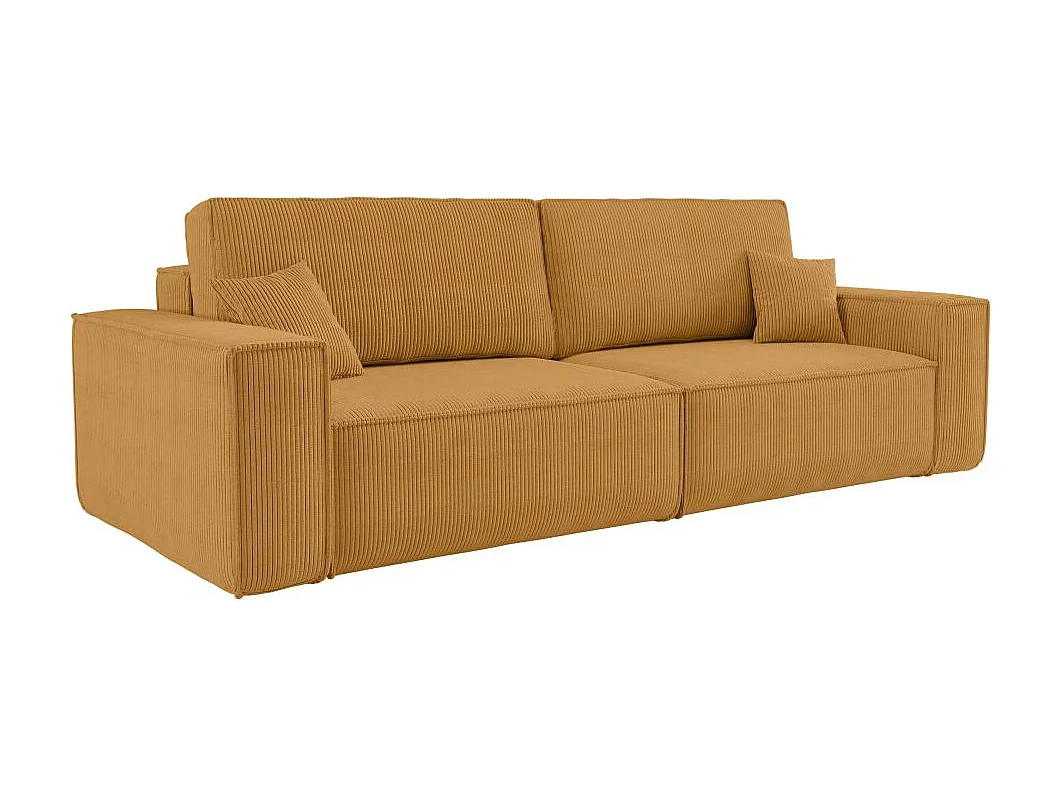 Canapé droit 3 places FARAH convertible en velours côtelé - Jaune