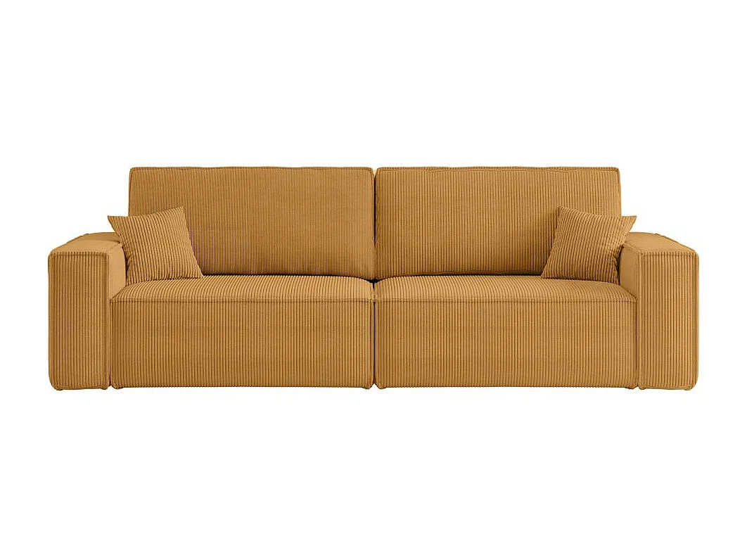 Canapé droit 3 places FARAH convertible en velours côtelé - Jaune